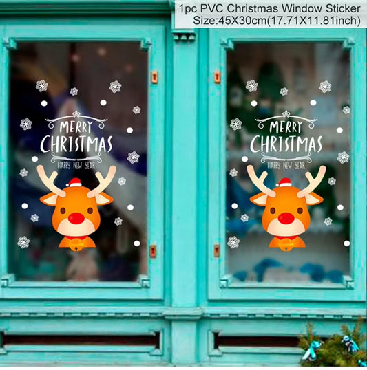 Christmas Window Stickers Merry Christmas Decorations for Home Christmas Wall Sticker Kids Room Wall Decals New Year Stickers