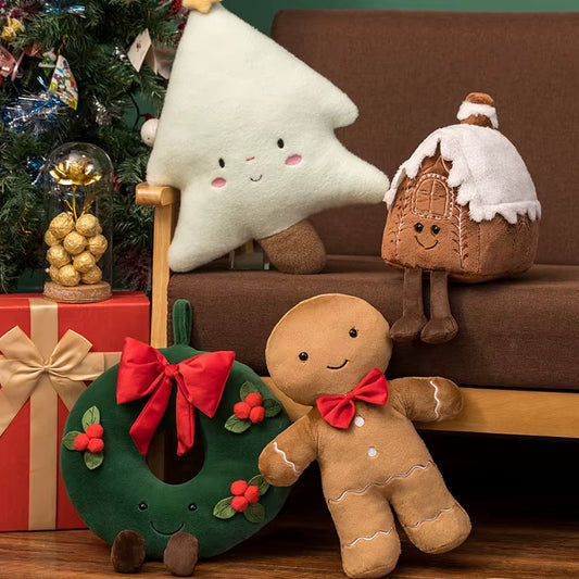 Christmas Gingerbread Stuffed Doll Pillow Christmas Tree House Wreath Chocolate Caramel Gingerbread Stuffed Toy Home Decor