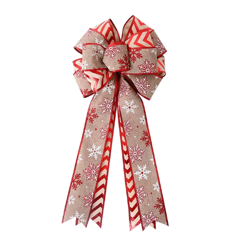 Large Christmas Bow Christmas Tree Decoration New Year'S Eve Decorations Christmas Party Ribbon Bow Linen Bowknot