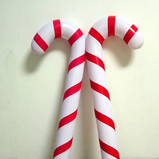 2Pcs Christmas Inflatable Walking Sticks Christmas Outdoor Candy Coloured Inflatable Walking Sticks Christmas Decoration