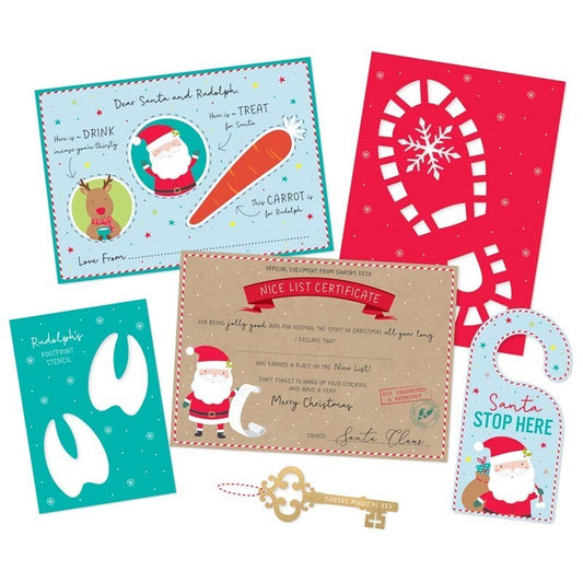 Christmas Eve Fun Pack - Santa Placemat, Santa Key, Footprint Stencil, plus More