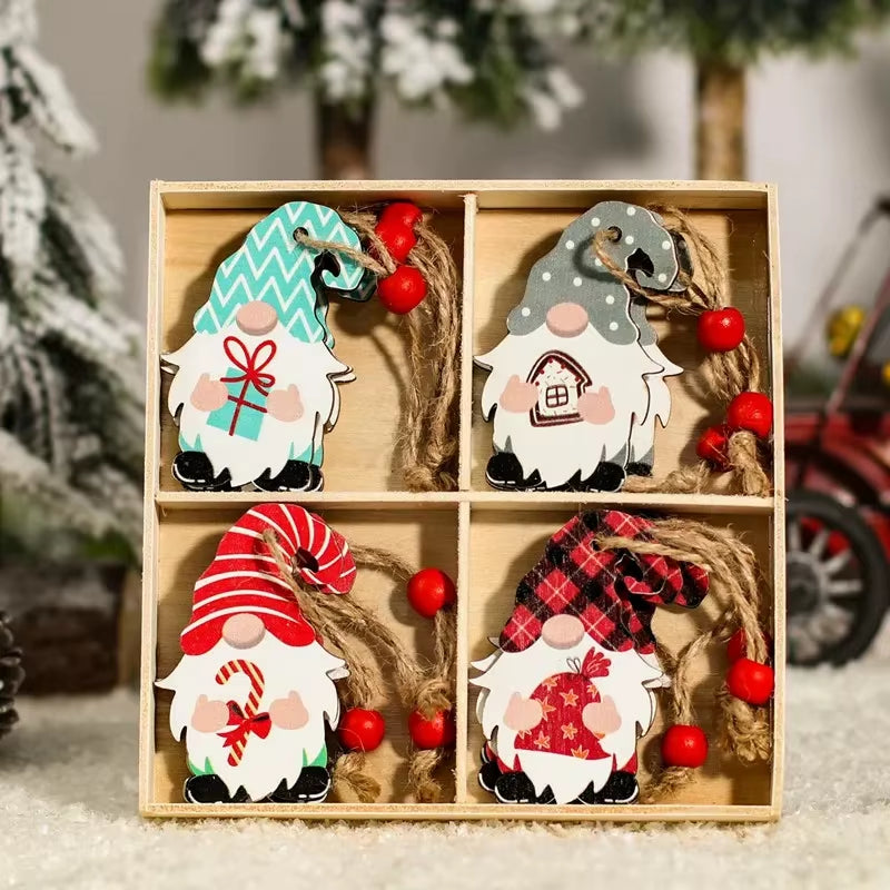 Christmas Gnome Wooden Pendant Merry Christmas Decorations for Home 2024 Cristmas Ornament Xmas Navidad Happy New Year 2025