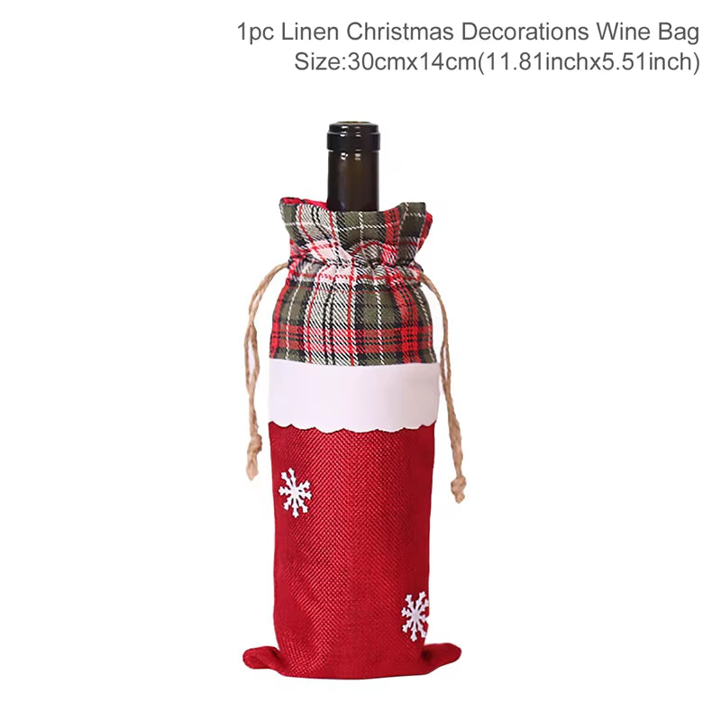 Christmas Wine Bottle Cover Merry Christmas Decorations for Home 2024 Christmas Ornament Xmas Table Decor Gift New Year 2025