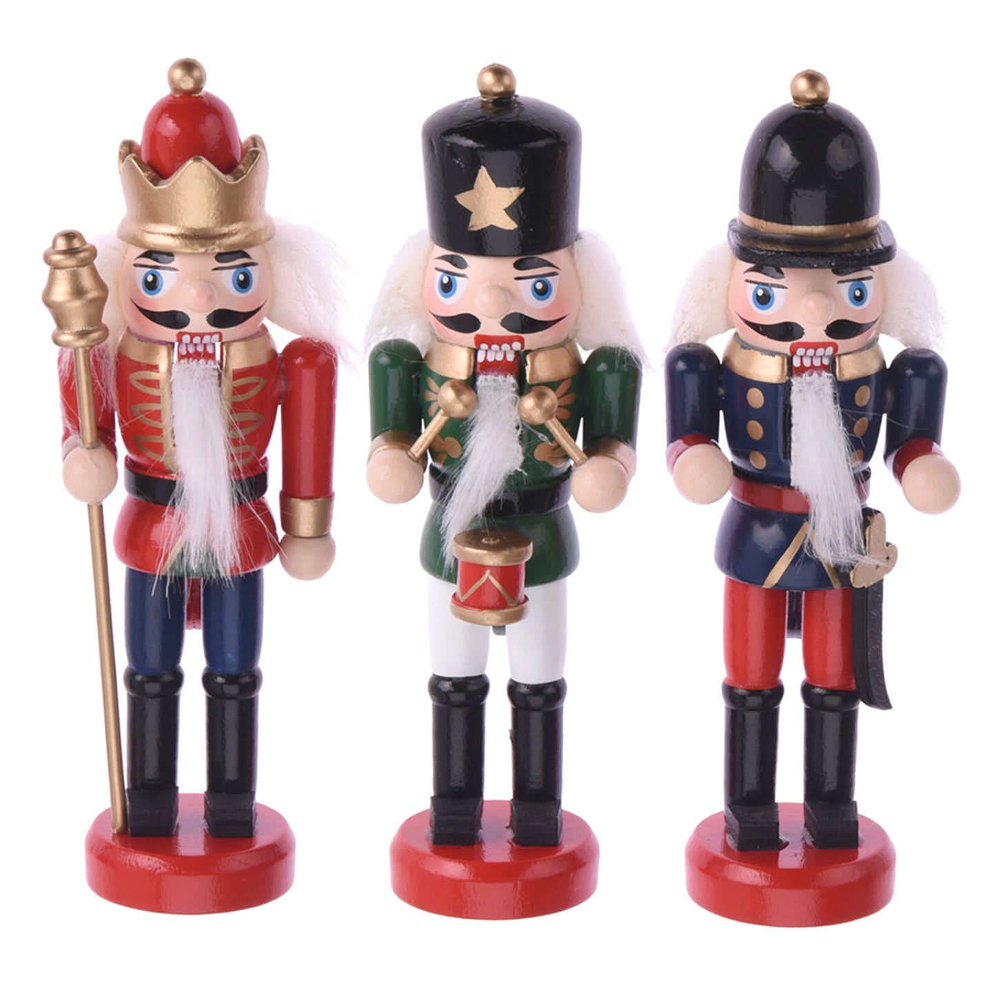 Christmas Nutcracker Soldier 3 Wooden Nut Cracker Xmas Tree Festive Ornament Dec