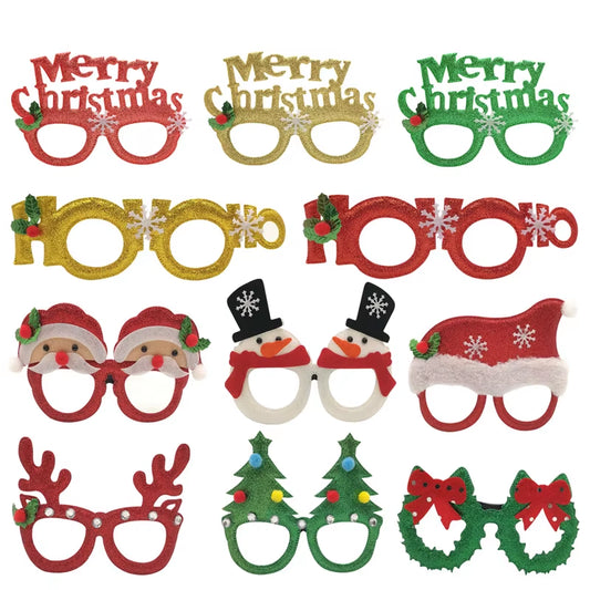 1Pcs Merry Christmas Photo Booth Props Santa Claus Snowman Glasses Frame Xmas Party Decoration New Year Eve Christmas Supplies