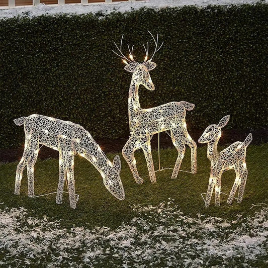 LED Reindeer Family Garden Display