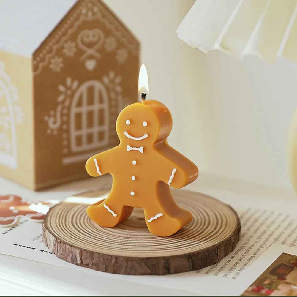 Gingerbread Man Christmas Candle