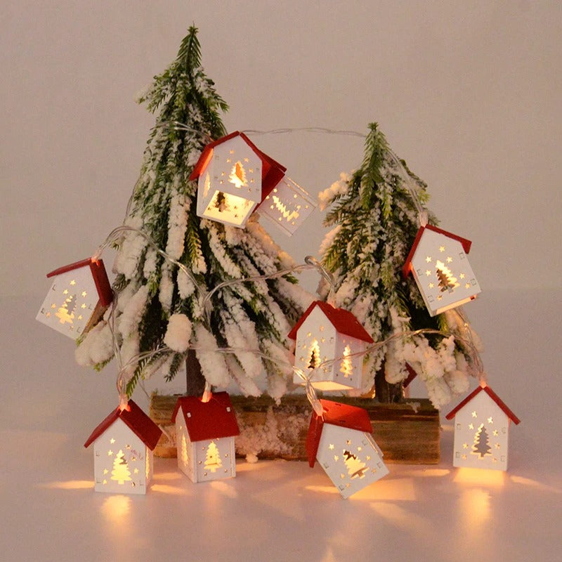 Wooden House String Lights