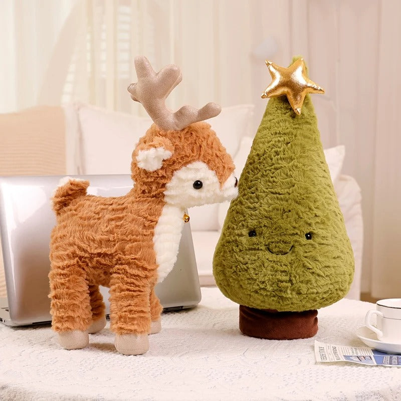 Christmas Tree and Elk Plush Teddies