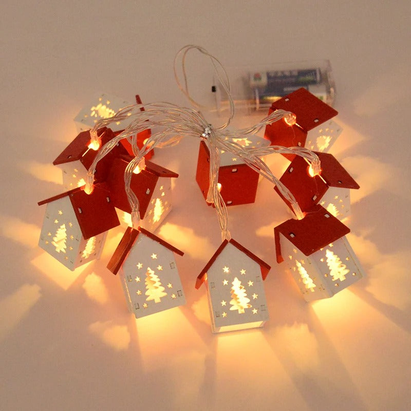 Wooden House String Lights