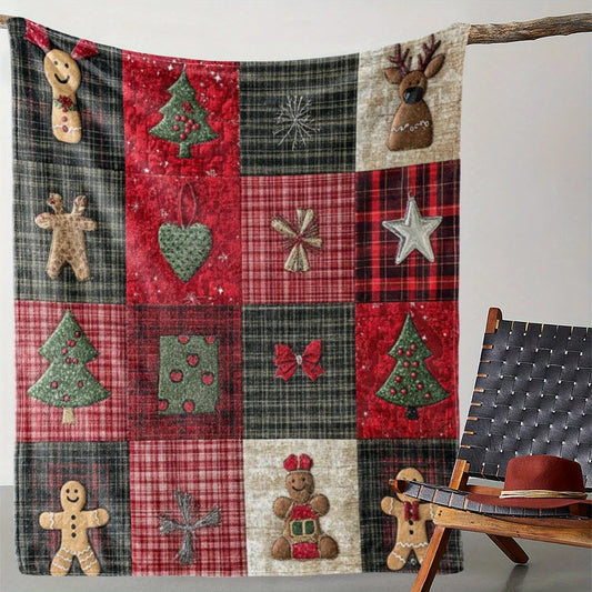 Large Rustic Plaid Christmas Throw Blanket