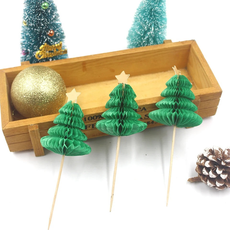 Christmas Tree Cocktail Parasols - 10 Pieces