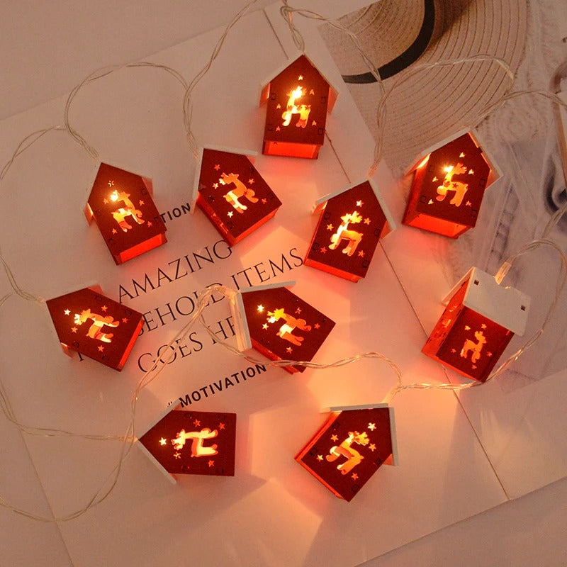 Wooden House String Lights