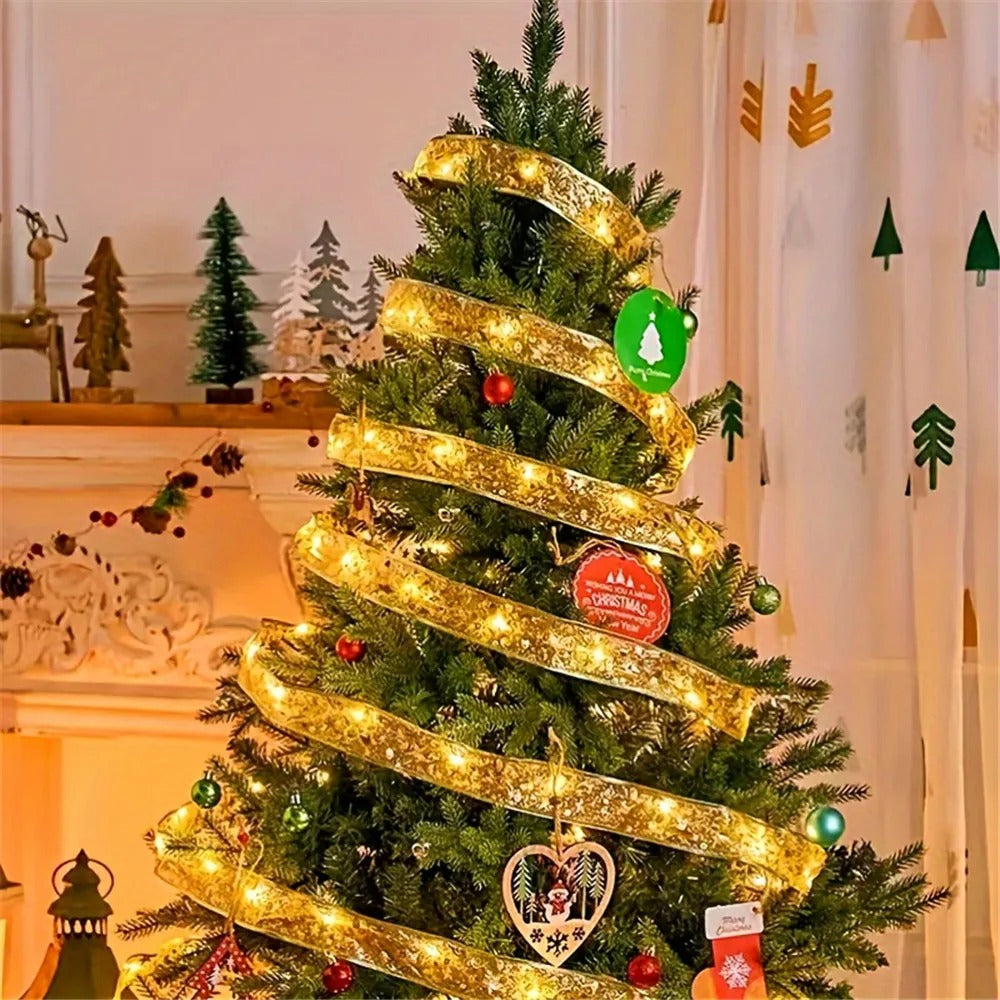 Christmas Tree Ribbon Fairy Lights