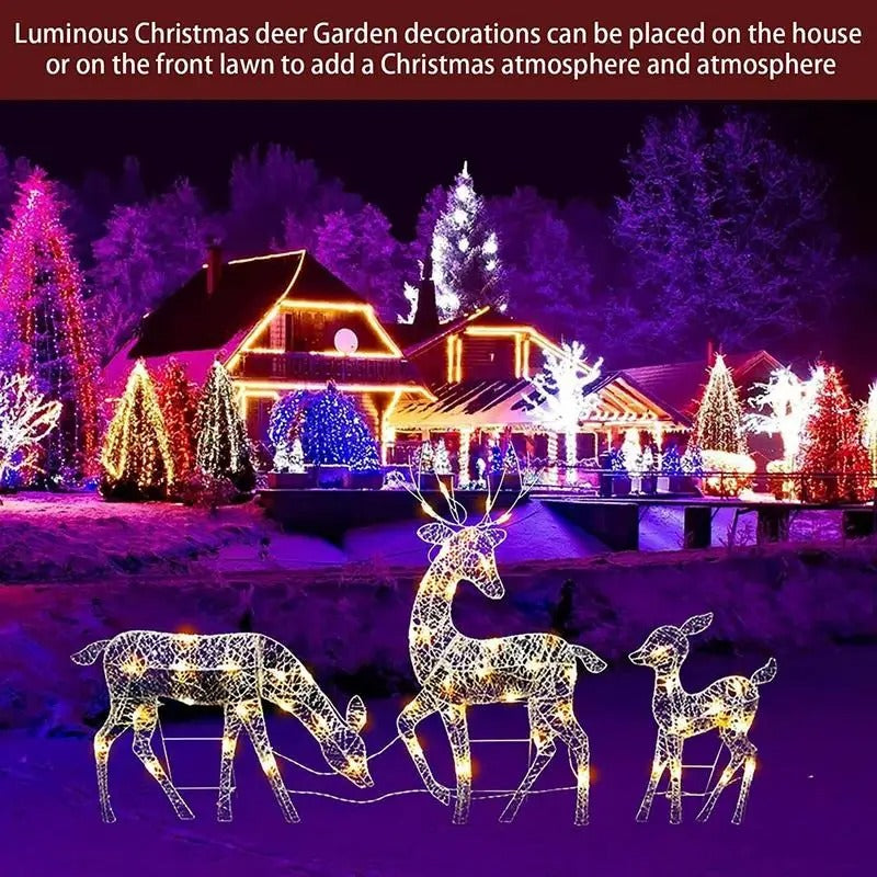 LED Reindeer Family Garden Display