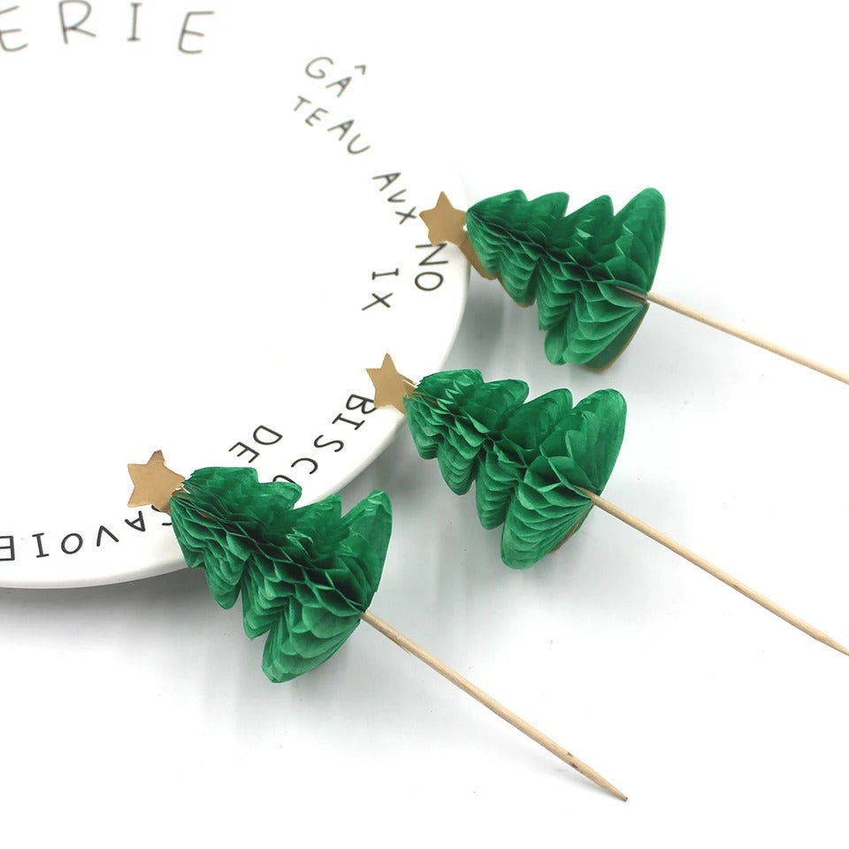 Christmas Tree Cocktail Parasols - 10 Pieces