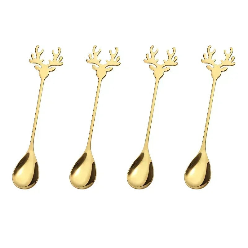 Reindeer Head Teaspoon Set