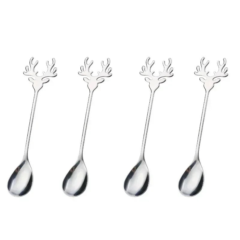 Reindeer Head Teaspoon Set